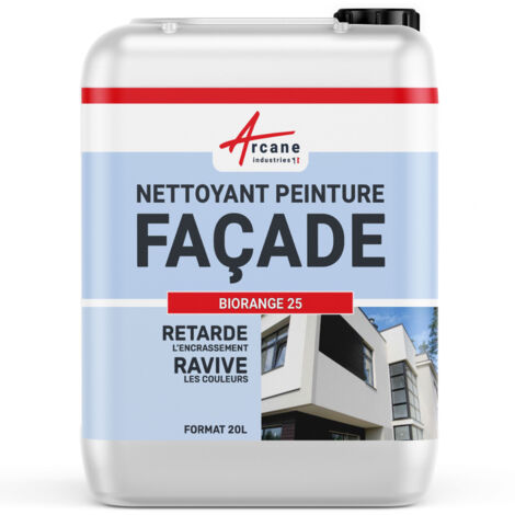 Arcane Industries – Nettoyant façade 20 L – Rénovateur pour crépis, béton, aluminium – Élimine salissures et taches – Formule émulsion aqueuse