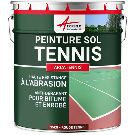 Peinture pour court de tennis, béton, poreux, couleur ligne, rénovation, anti dérapant, salle de sport : Arcatennis - 15 kg (jusqu'à 30 m² en 2 couches) Rouge Tennis - ARCANE INDUSTRIES