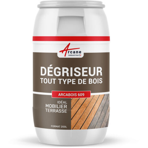 Dégrisant bois, nettoyage, pont bateau, plancher, bardage, caillebotis, terrasse exotique, teck, sans acide oxalique - 200 L  - ARCANE INDUSTRIES (1/5)