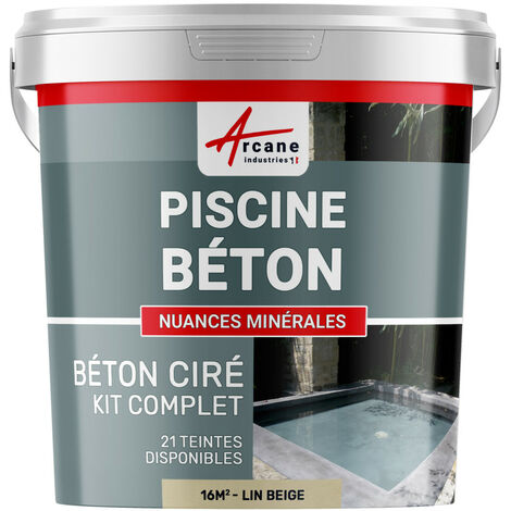 Enduit piscine, béton ciré, revetement piscine - 16 m² Lin Beige - ARCANE INDUSTRIES