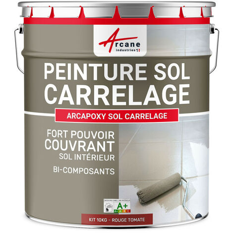 Peinture carrelage, sol, résine, pour recouvrir, faïence et carreaux : Arcapoxy sol carrelage - 10 kg (jusqu'à 50 m² en 2 couches) Rouge Tomate - RAL 3013 - ARCANE INDUSTRIES