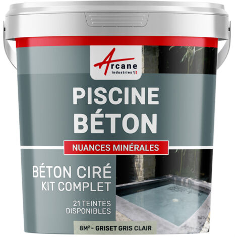 Enduit piscine, béton ciré, revetement piscine - 8 m² Griset Gris Clair - ARCANE INDUSTRIES