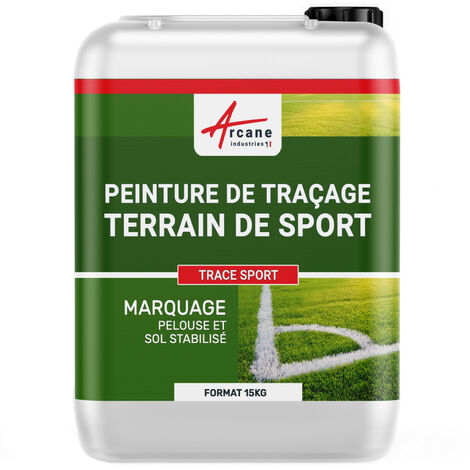 Peinture pour terrain de football, rugby, peinture provisoire, golf, manifestation sportive, logo publicitaire : Trace sport - 15 kg Blanc - ARCANE INDUSTRIES