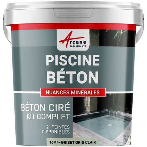 Enduit piscine, béton ciré, revetement piscine - 16 m² Griset Gris Clair - ARCANE INDUSTRIES