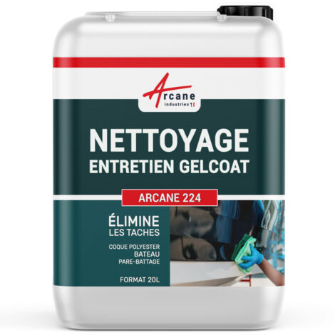 Arcane Industries – Nettoyant gel coat pour coques polyester – 20 L – Formule dégradable pour surfaces jaunies – Action déstructurante sur salissures