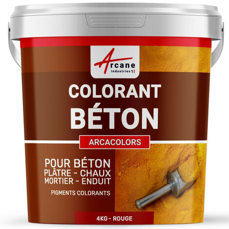 Pigments, colorants, pour béton, ciment, enduit, mortier, dalle, chaux, plâtre, oxydede fer, chrome, titane : Arcacolors - 4 kg Rouge - ARCANE INDUSTRIES