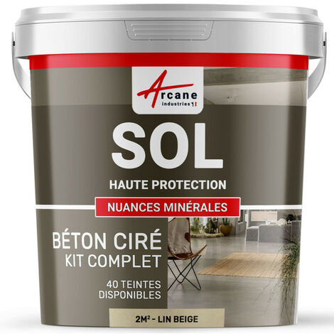 Béton ciré sol en kit, primaire et vernis de finition inclus - 2 m² (en 2 couches) Lin Beige - ARCANE INDUSTRIES