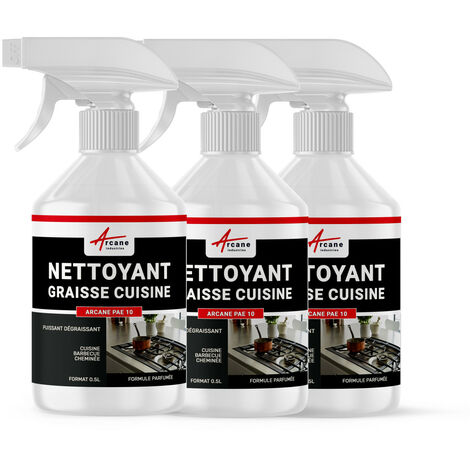 Nettoyage graisse, dégraisser, cuisine, hotte, insert, bbq, barbecue, cheminée, videordures, ventilateur - 1.5 L (3 x 0.5 L) - ARCANE INDUSTRIES