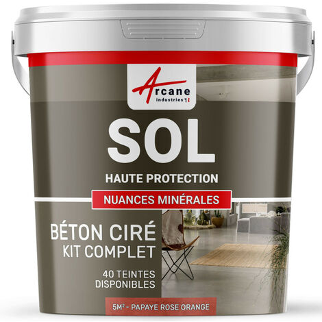 Béton ciré sol en kit, primaire et vernis de finition inclus - 5 m² (en 2 couches) Papaye Rose Orange - ARCANE INDUSTRIES