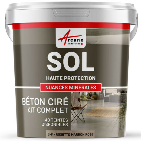 Béton ciré sol en kit, primaire et vernis de finition inclus - 5 m² (en 2 couches) Rosetto Marron Rose - ARCANE INDUSTRIES