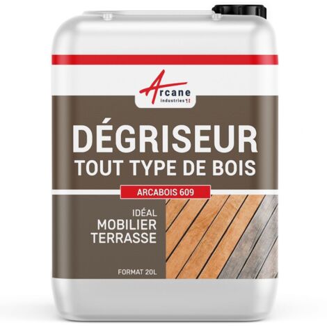 Arcane Industries – Dégrisant bois pour teck et bois exotique – 20 L – Élimine salissures et fibres – Non toxique et sans acide oxalique
