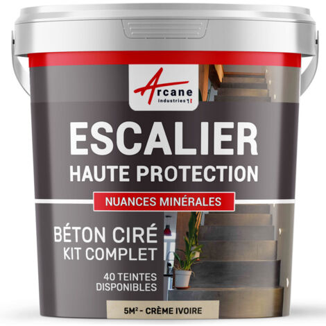 Béton ciré escalier, kit complet - 5 m² (en 2 couches) Crème Ivoire - ARCANE INDUSTRIES
