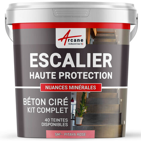 Béton ciré escalier, kit complet - 5 m² (en 2 couches) Pitaya Rose - ARCANE INDUSTRIES