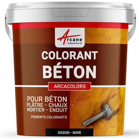 Pigments, colorants, pour béton, ciment, enduit, mortier, dalle, chaux, plâtre, oxydede fer, chrome, titane : Arcacolors - 500 gr Noir - ARCANE INDUSTRIES