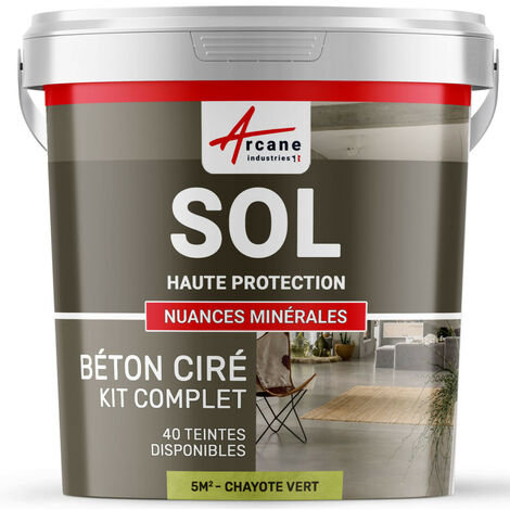 Béton ciré sol en kit, primaire et vernis de finition inclus - 5 m² (en 2 couches) Chayote Vert - ARCANE INDUSTRIES