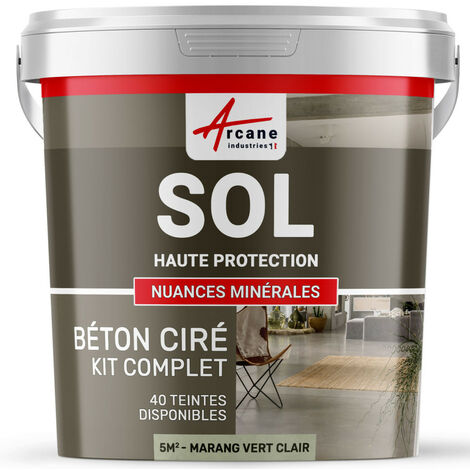 Béton ciré sol en kit, primaire et vernis de finition inclus - 5 m² (en 2 couches) Marang Vert Clair - ARCANE INDUSTRIES