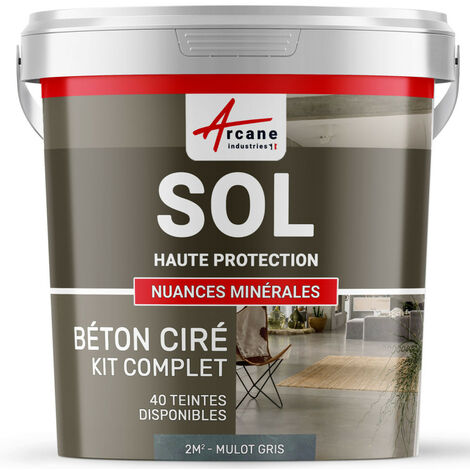 Béton ciré sol en kit, primaire et vernis de finition inclus - 2 m² (en 2 couches) Mulot Gris - ARCANE INDUSTRIES