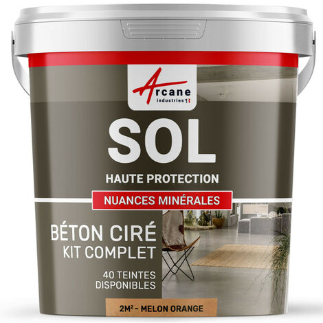 Béton ciré sol en kit, primaire et vernis de finition inclus - 2 m² (en 2 couches) Melon Orange - ARCANE INDUSTRIES