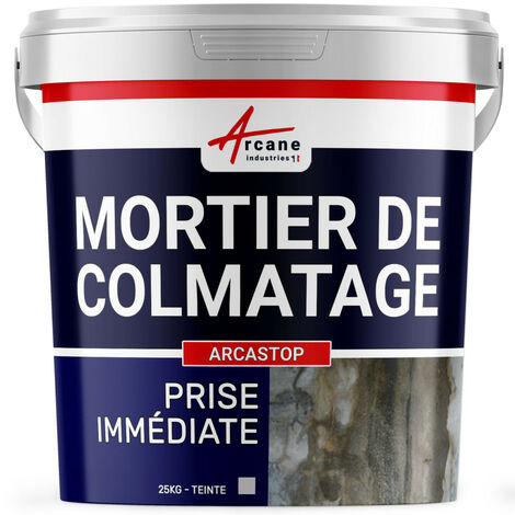 Arcane Industries – Mortier étanche anti-infiltrations 25 kg – Colmatage rapide pour béton et maçonnerie – Prise instantanée au contact de l'eau