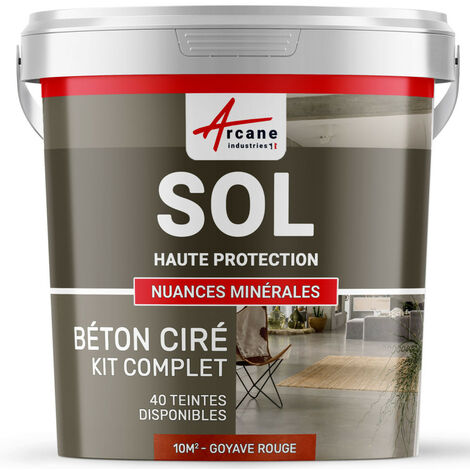 Béton ciré sol en kit, primaire et vernis de finition inclus - 10 m² (en 2 couches) Goyave Rouge - ARCANE INDUSTRIES