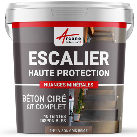 Béton ciré escalier, kit complet - 2 m² (en 2 couches) Vison Gris Beige - ARCANE INDUSTRIES (1/5)
