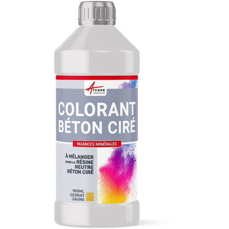 Colorant pour béton ciré, gamme nuances minérales, décoration - 100 ml Cédrat Jaune - ARCANE INDUSTRIES