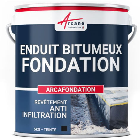 Enduit pour Fondations Murs enterrés bitumeux noir hydrofuge parpaing béton  brique bois ARCAFONDATION - 5 kg Noir 