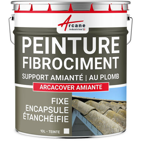 Arcane Industries – Peinture fibro ciment pour encapsulage amiante et plomb – Étanchéité toiture – Résistance aux intempéries – 10 L Blanc