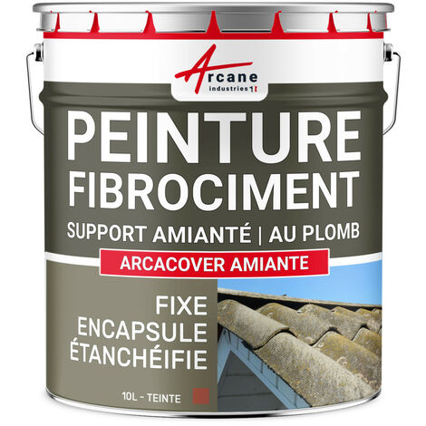 Arcane Industries – Peinture toiture fibrociment amiantée – Encapsulage amiante et plomb – Résine élastomère – 10 L – Excellente résistance aux intempéries