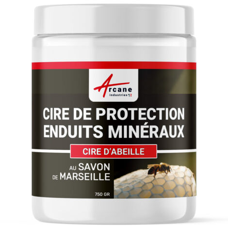 Arcane Industries – Cire d'abeille pour bois – Protection et entretien des enduits minéraux – Incolore – 750 g – Haute protection hydrofuge (1/2)