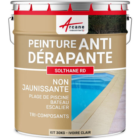 Peinture antidérapante, sol extérieur, escalier, bateau, carrelage, béton, bois, métal : Solthane RD - 30 kg Ivoire Clair - RAL 1015 - ARCANE INDUSTRIES (1/5)