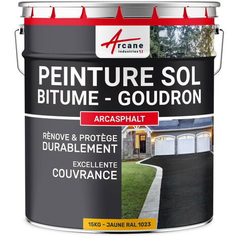 Peinture, bitume, goudron, asphalte, macadam, résine, sol, extérieur, béton, enrobé, rénov, décoration : Arcasphalt - 15 kg (jusqu'à 30 m² en 2 couches) Jaune Signalisation - RAL 1023 - ARCANE INDUSTR
