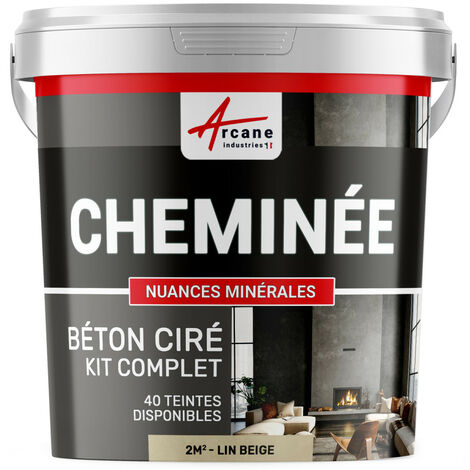 Arcane Industries – Kit complet béton ciré cheminée 2 m² – 2 couches Lin beige – Application facile sur ciment et plâtre – Vernis haute protection inclus (1/5)