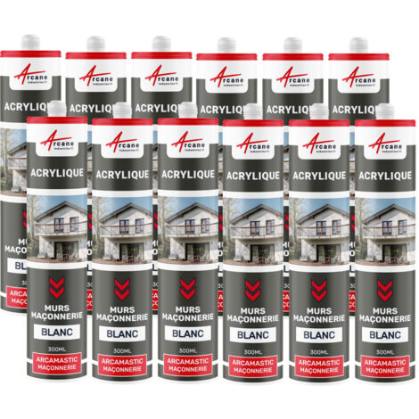 Arcane Industries – Mastic d'étanchéité acrylique 300 ml x 12 – Pour joints muraux et portes – Résistance UV et adhérence renforcée (1/5)