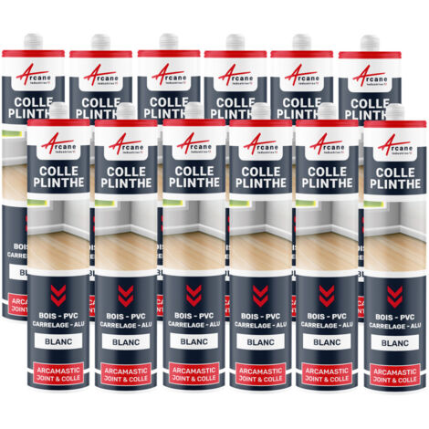 Arcane Industries – Mastic colle polymère hybride 290 ml x 12 – Pour plinthes bois et carrelage – Adhérence forte et résistance UV – Application facile (1/5)