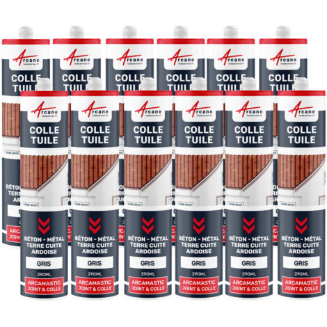 Colle, tuile, mastic souple pour tous matériaux - 290 ml x 12 Gris securité - RAL 7004 - ARCANE INDUSTRIES (1/5)
