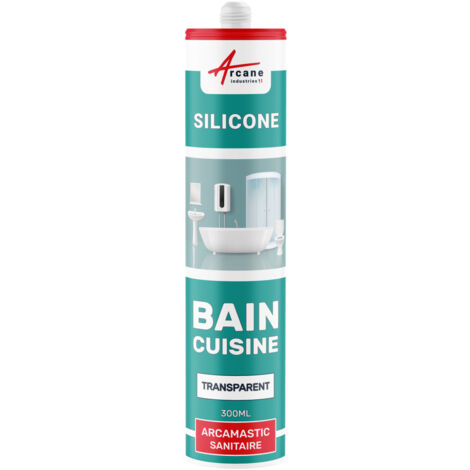 Joint silicone, douche, baignoire, sanitaire, sdb - 300 ml x 1 Transparent - ARCANE INDUSTRIES