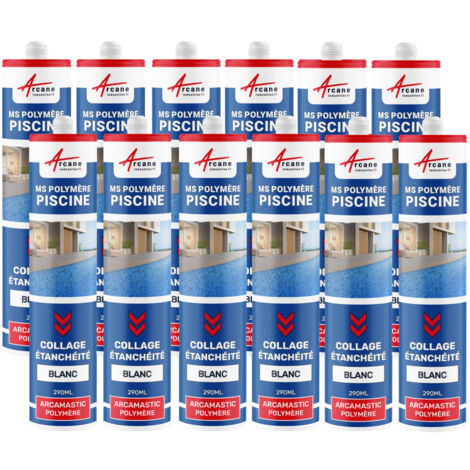Mastic piscine, colle et étanchéité, pvc, carrelage - 290 ml x 12 Blanc - ARCANE INDUSTRIES (1/5)