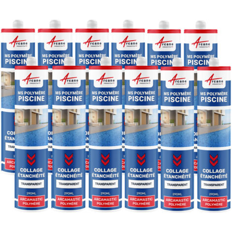 Mastic piscine, colle et étanchéité, pvc, carrelage - 290 ml x 12 Transparent - ARCANE INDUSTRIES (1/5)