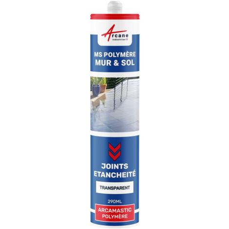 Arcane Industries – Colle multi-usage MS polymère 290 ml – Transparent – Pour joints étanches en intérieur et extérieur – Résistant aux traitements d'eau