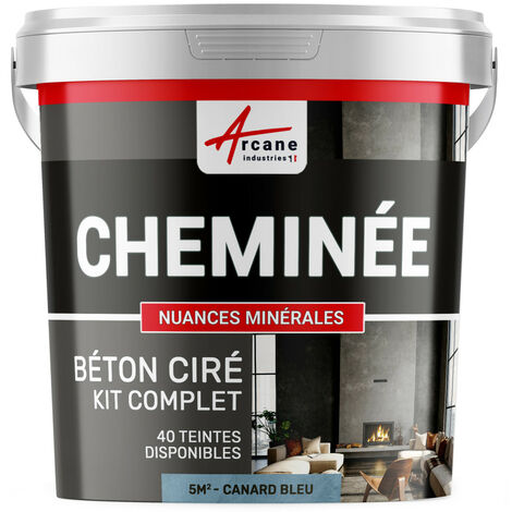 Béton ciré cheminée, kit avec primaire et vernis - 5 m² (en 2 couches) Canard Gris Bleuté - ARCANE INDUSTRIES