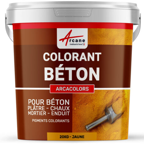 Pigments, colorants, pour béton, ciment, enduit, mortier, dalle, chaux, plâtre, oxydede fer, chrome, titane : Arcacolors - 20 kg Jaune - ARCANE INDUSTRIES