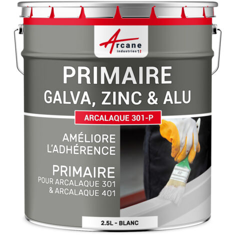 Arcane Industries – Sous-couche primaire peinture galva et zinc 2.5 L – Améliore l'adhérence – Protection contre la rouille – Pour travaux neufs et rénovation - 301-P