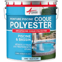 Peinture Piscine Coque Polyester - Peinture hydrofuge / imperméabilisante piscine et bassin ARCANE INDUSTRIES Bleu Clair - 5 kg (jusqu'à 15m² pour 2 couches) - Bleu Clair