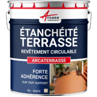 Arcane Industries – Peinture d'étanchéité pour terrasse 10 L – Résine colorée circulable – Haute élasticité et résistance aux intempéries – Anti-dérapant
