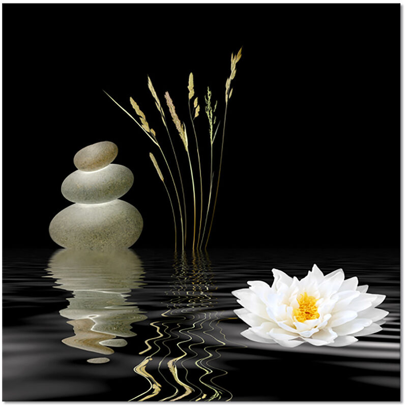 Tableau deco zen composition lotus 50x50 cm