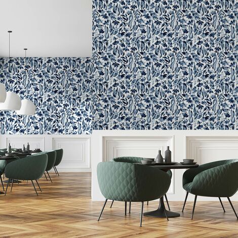 Papier peint panoramique, fleur bleue papier peint (1/4)