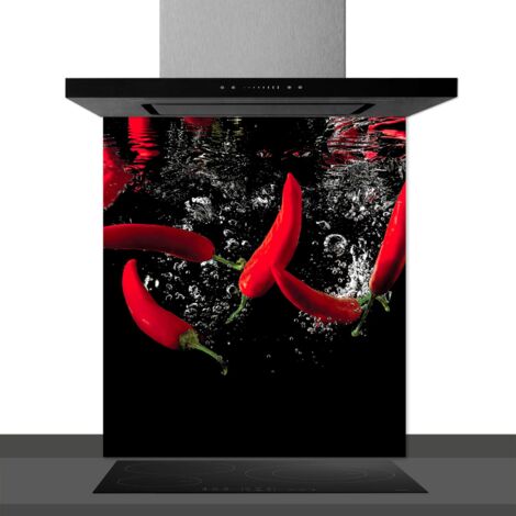 Fond de hotte décorative, piments rouges rouge 60x70 Fond de hotte