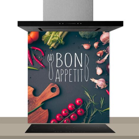 Fond de hotte décorative, saveur mediterranéenne multicolore 60x70 Fond de hotte