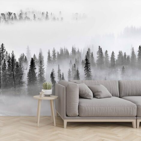 Papier peint panoramique foret dans le brouillard papier peint (1/5)